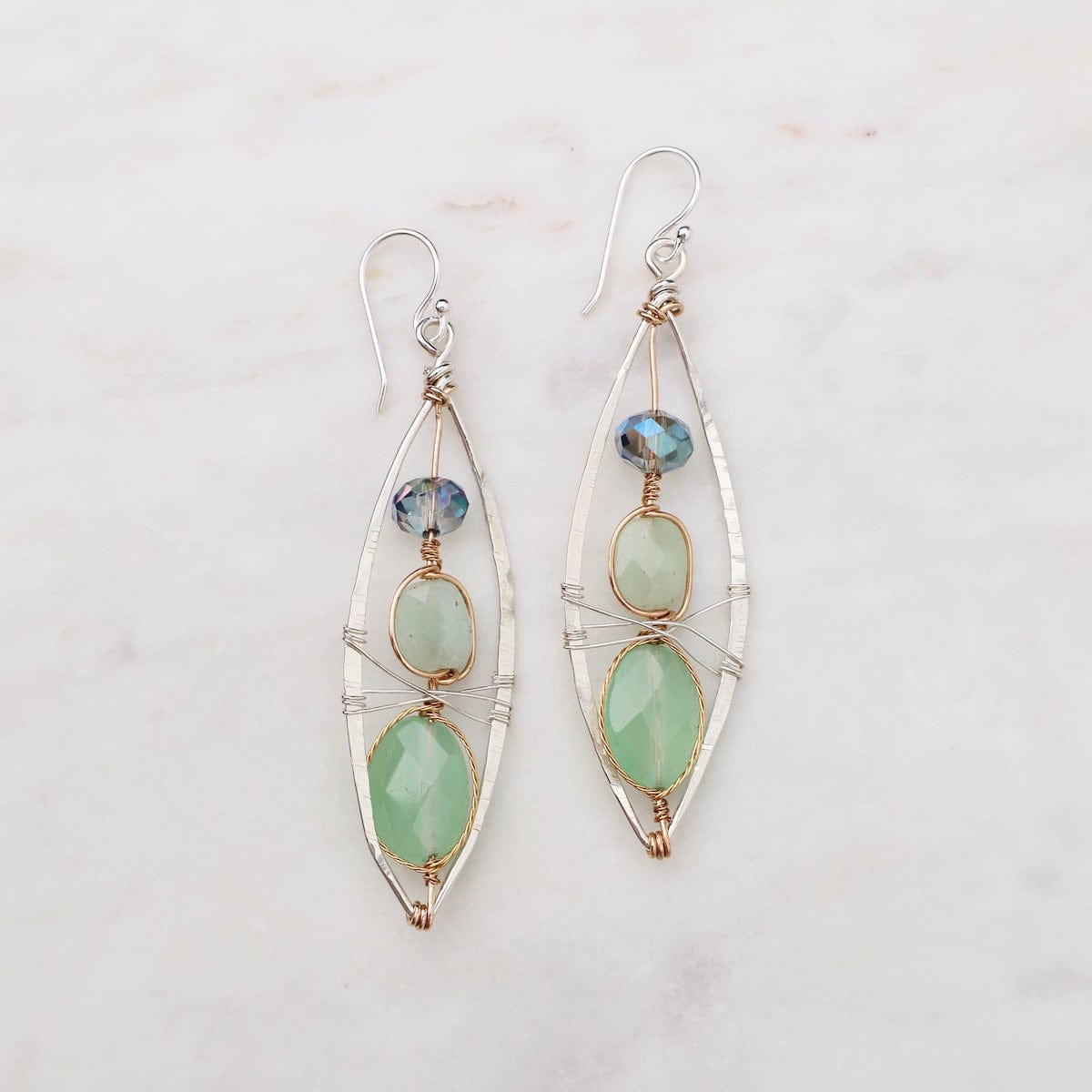 EAR-GF Silver Marquise with Prehnite