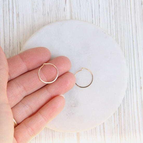 Load image into Gallery viewer, EAR-GF Small 15mm Gold Filled Flat Hoop
