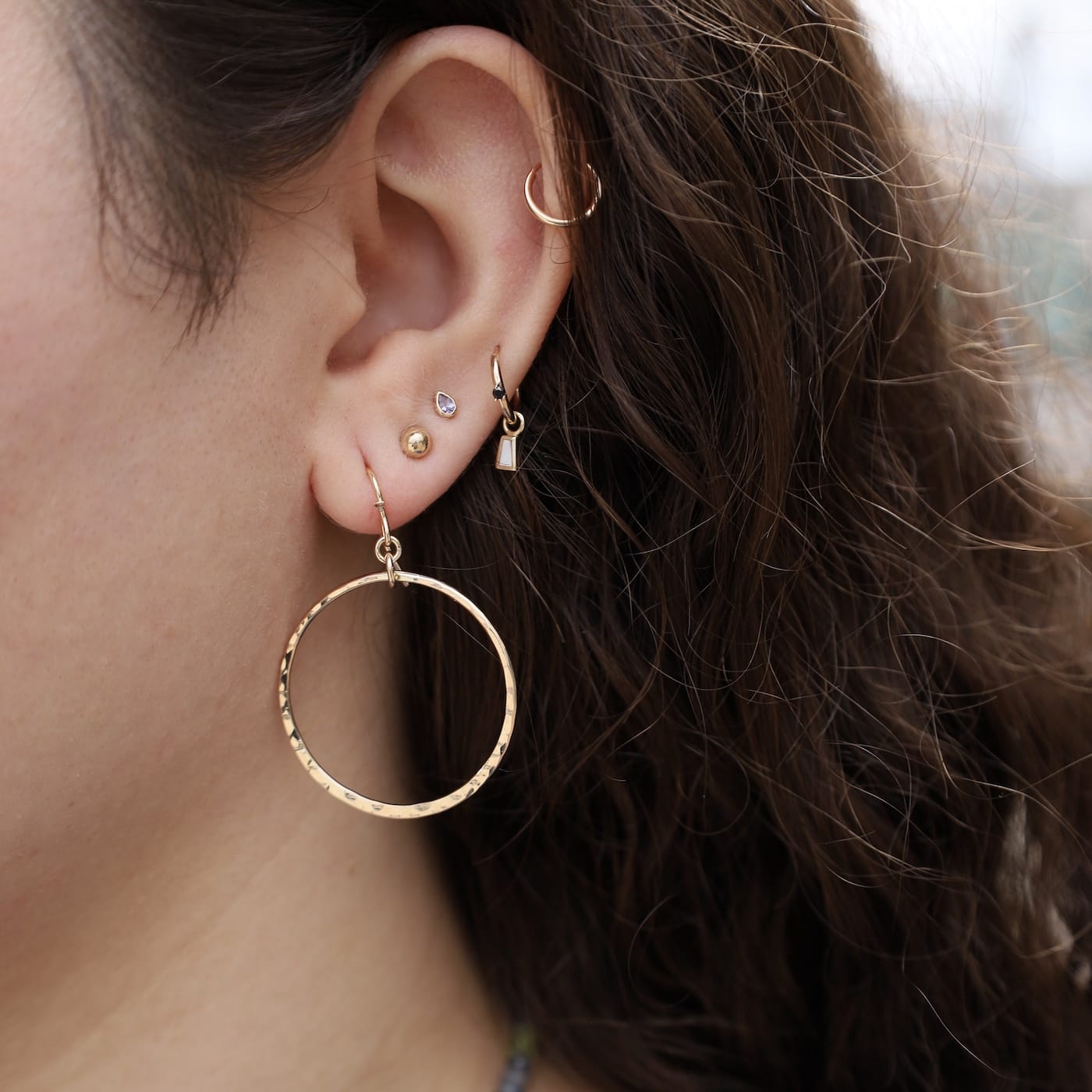 EAR-GF Small Gold Filled Bold Hammered Link Earring