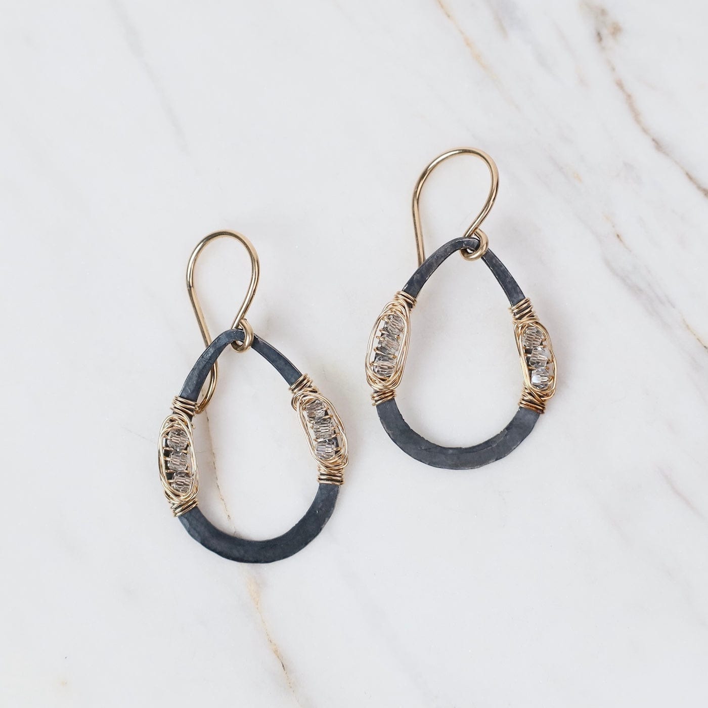 EAR-GF Small Oxidized Silver Teardrop Earrings