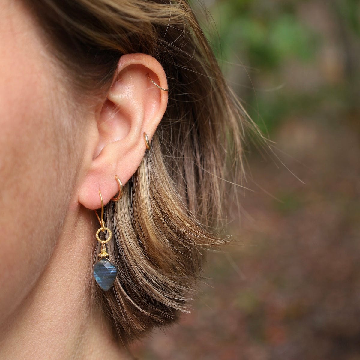 ear-gf Small Rope Link with Kite Labradorite Earrings