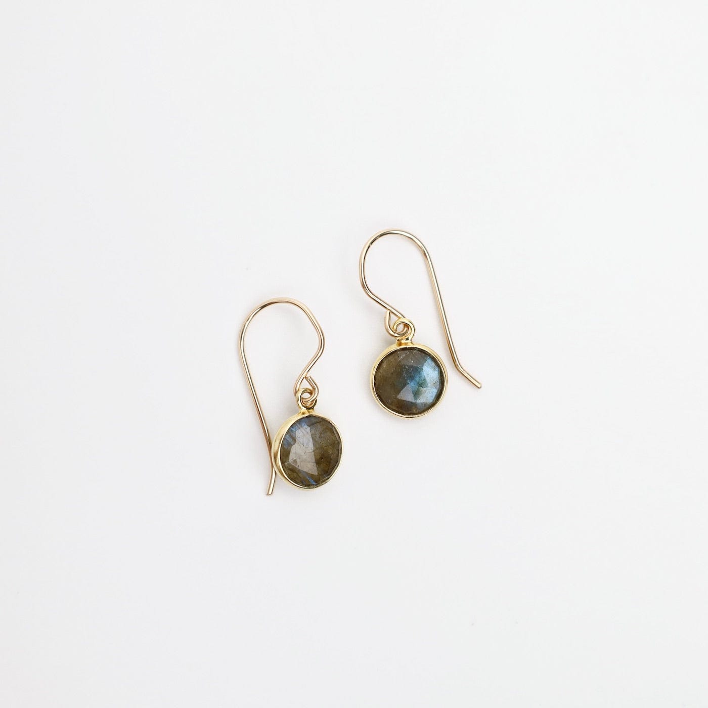 EAR-GF Small Round Bezel Set Labradorite Earrings