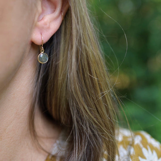 EAR-GF Small Round Bezel Set Labradorite Earrings