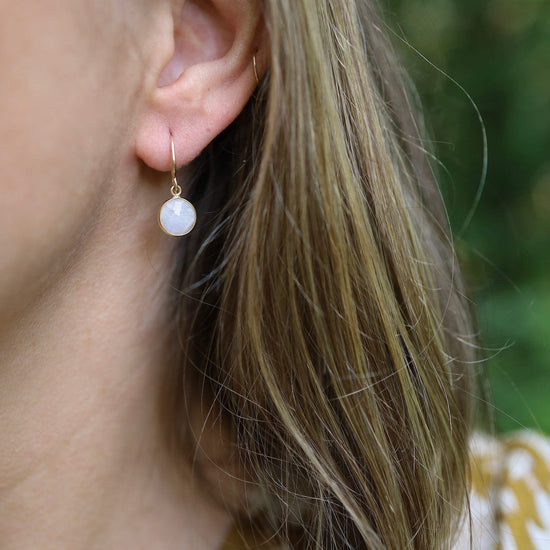 EAR-GF Small Round Bezel Set Moonstone Earrings