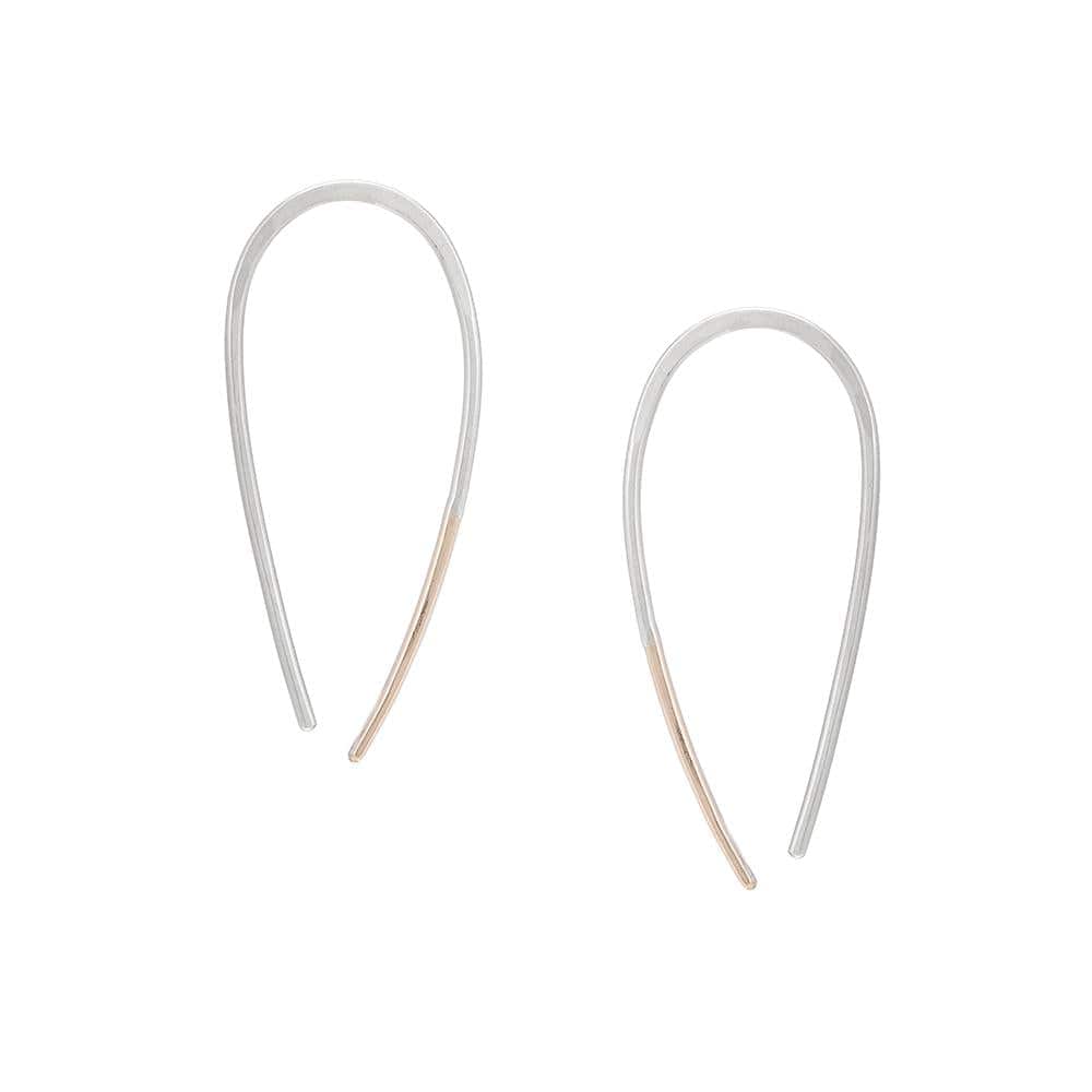 EAR-GF Small Silver & Gold Tear Drop Pull-Through Earrings