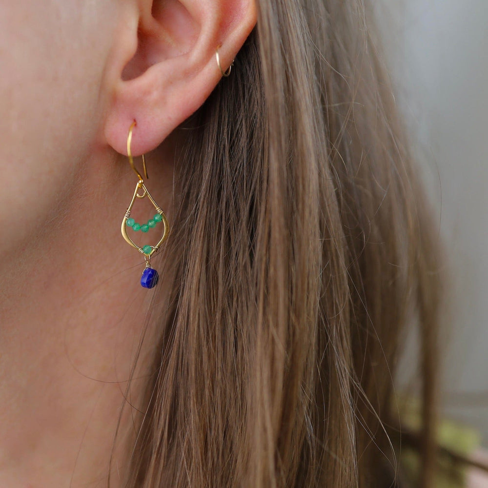 
                      
                        EAR-GF Small Teardrop with Chrysoprase & Lapis Earring
                      
                    