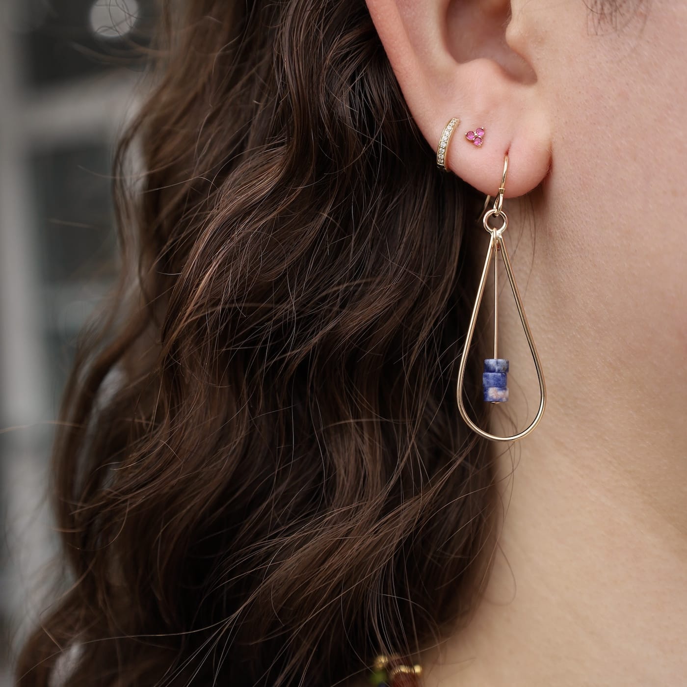 EAR-GF Sodalite Beads Gold Filled Teardrop Earrings