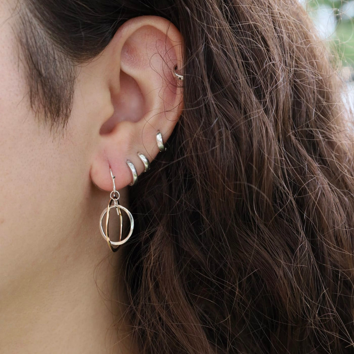 EAR-GF Sterling Silver & Gold Filled Encircled Link Earrings