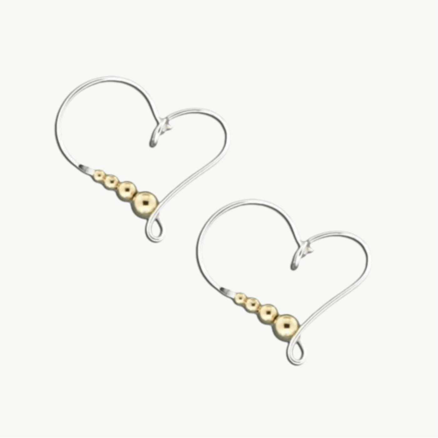 EAR-GF Sterling Silver Heart Shape Earrings with Gold Filled Beads