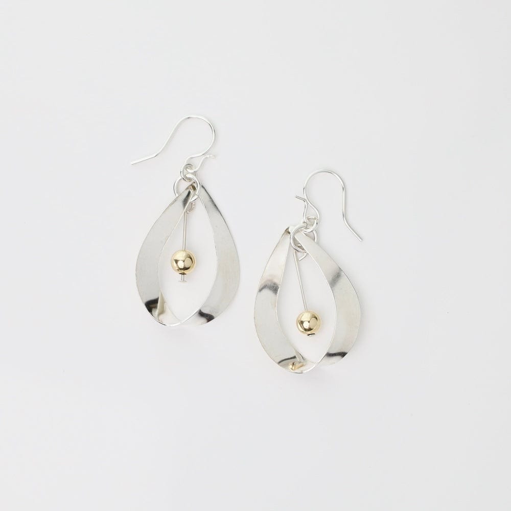 EAR-GF Sterling Silver Ribbon Encased Gold Filled Bead Earrings