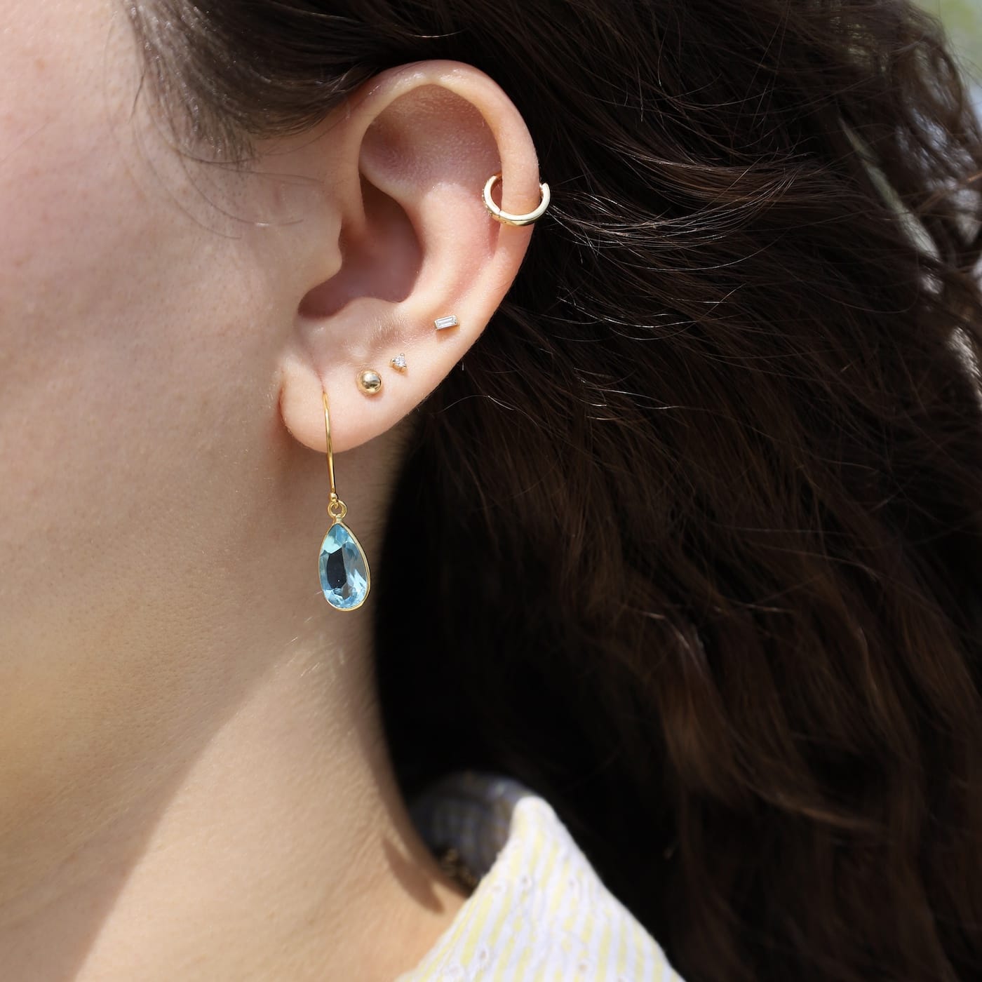 EAR-GF Swiss Blue Quartz Small Teardrop Earrings