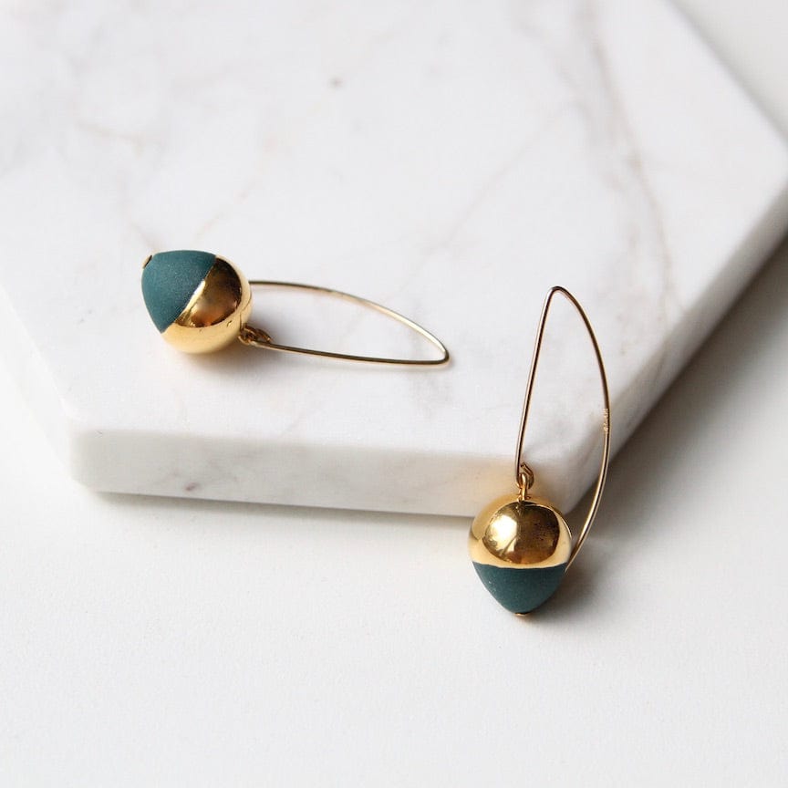 Teal Stone Tribal Motif Brass Tribal Earrings – TJORI