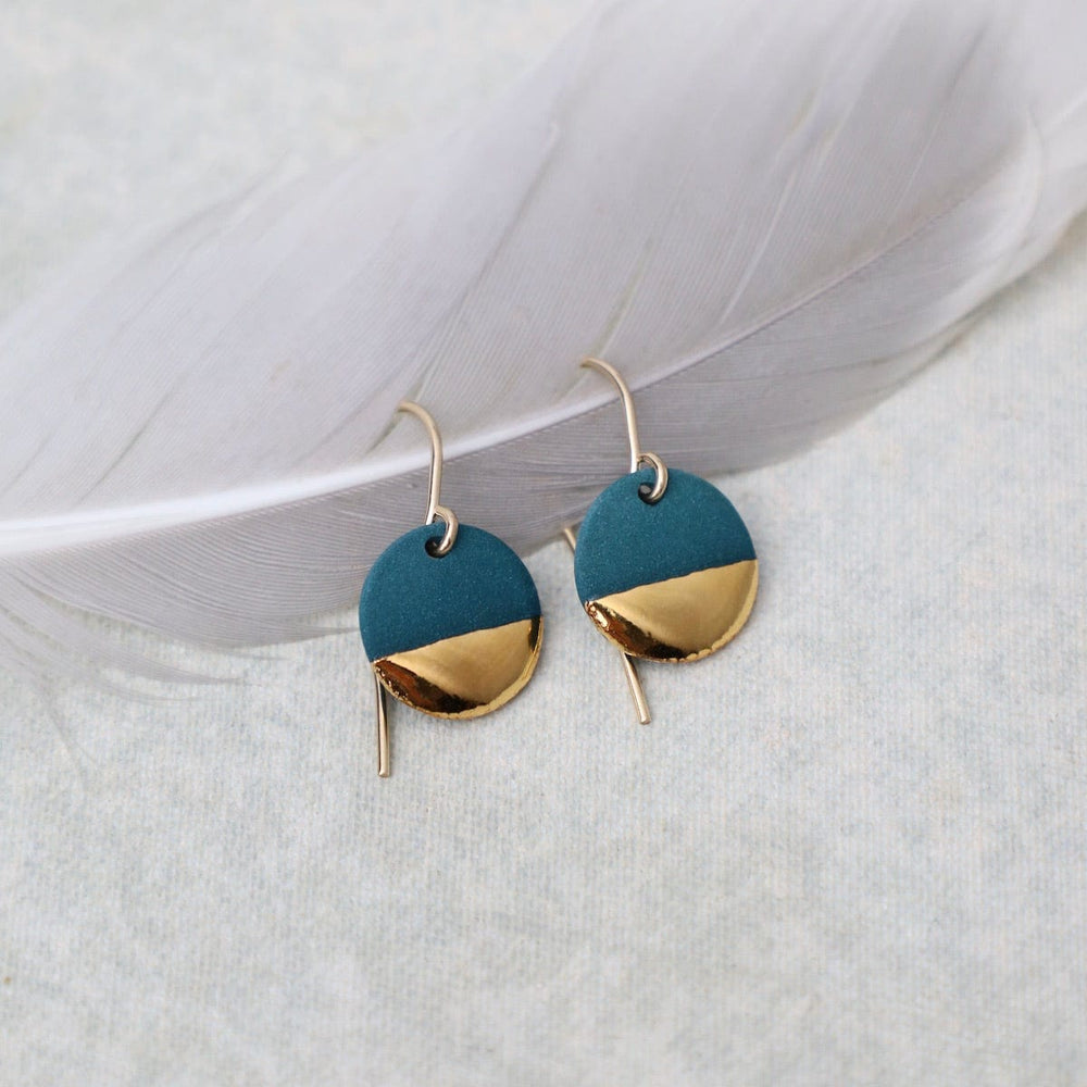 
                  
                    EAR-GF Teal Gold Dipped Circle Drop Earrings
                  
                