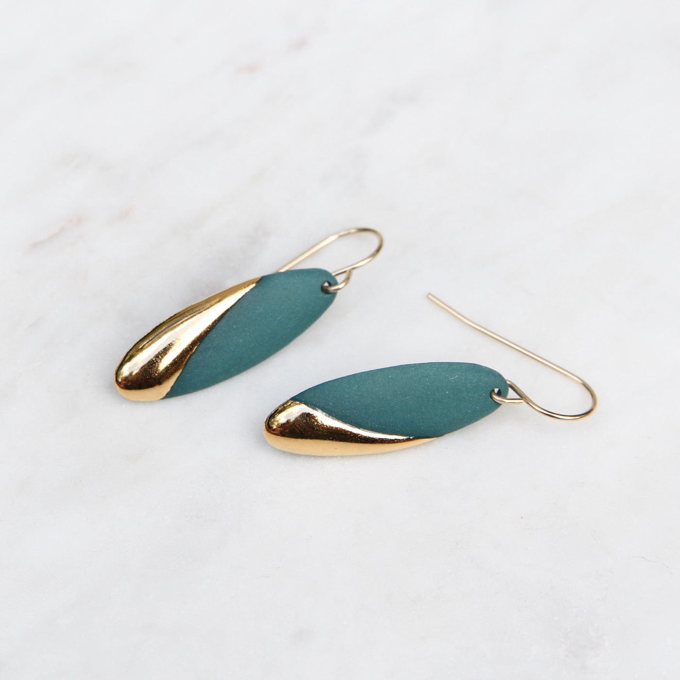 EAR-GF Teal Gold Dipped Long Oval Earring