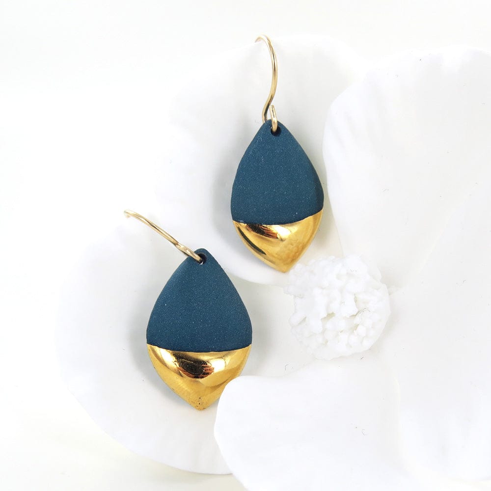 EAR-GF Teal Gold Dipped Marquise Earrings