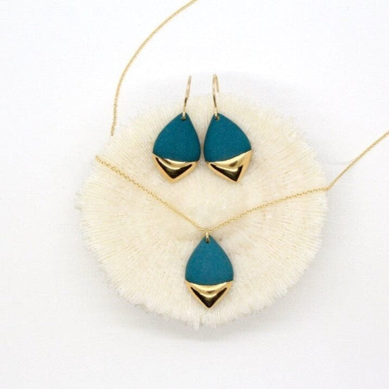EAR-GF Teal Gold Dipped Marquise Earrings