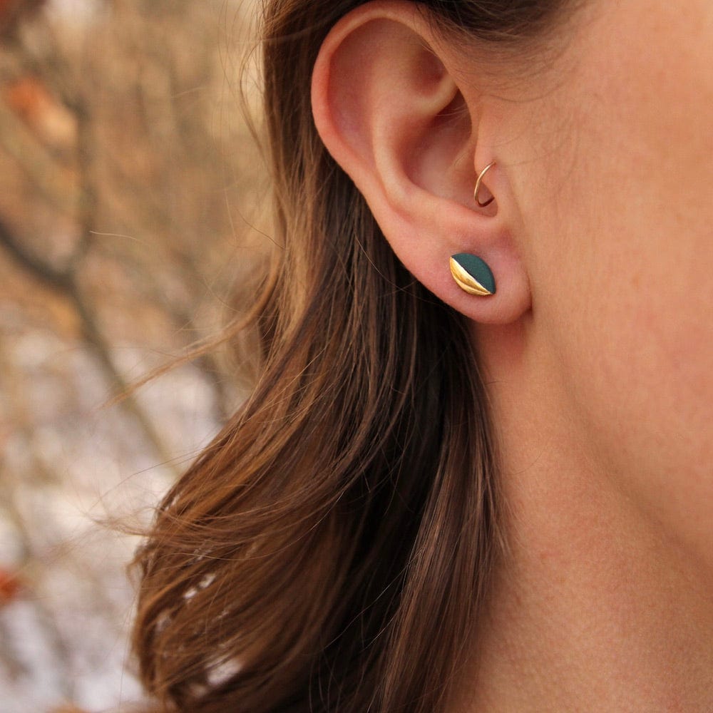 EAR-GF Teal Gold Dipped Marquise Studs