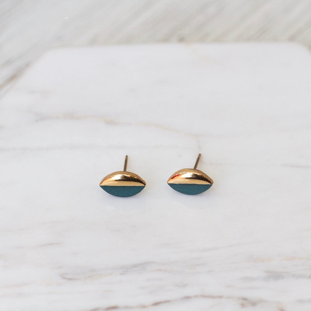 EAR-GF Teal Gold Dipped Marquise Studs