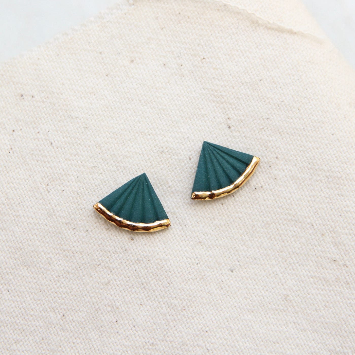 EAR-GF Teal Gold Dipped Small Fan Studs