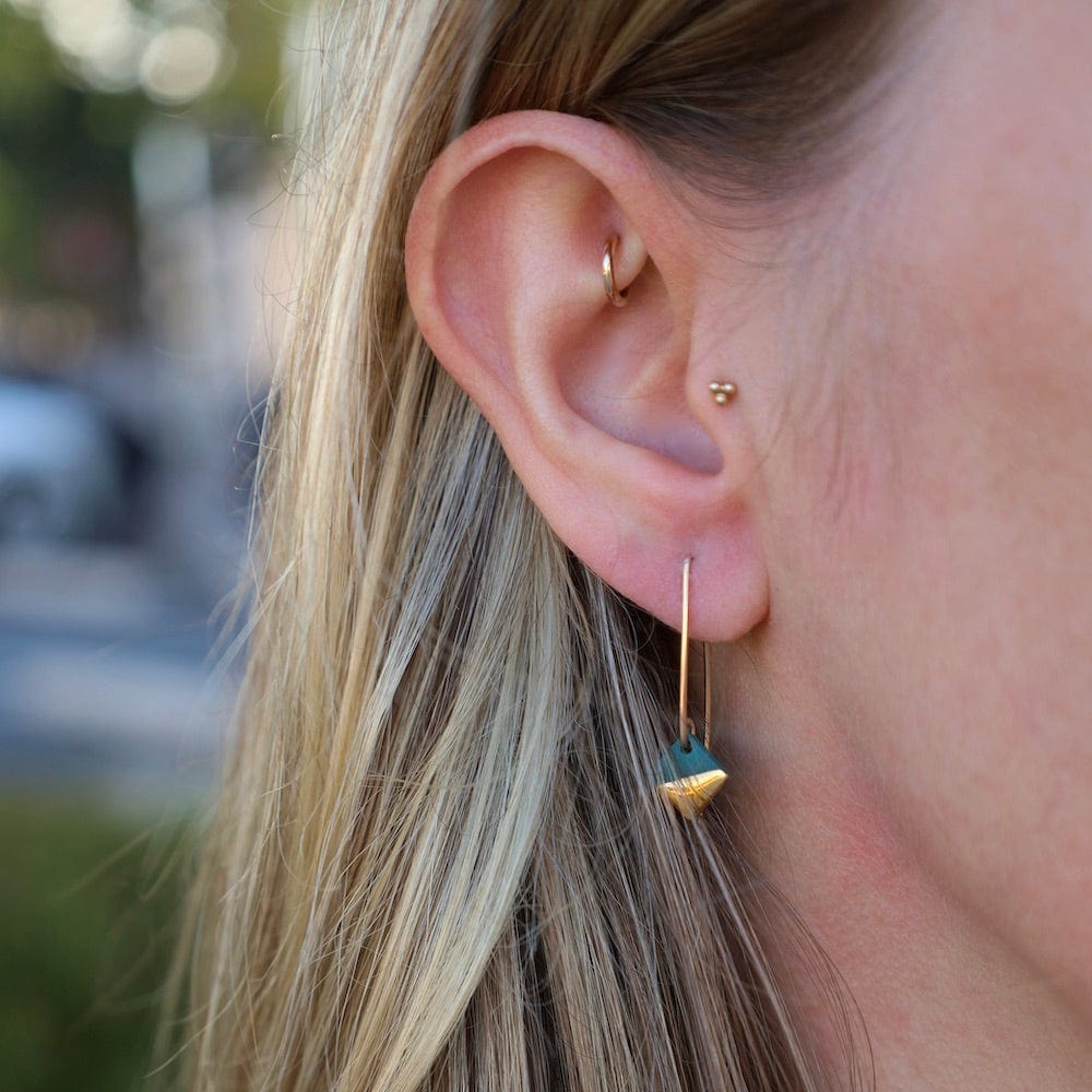 EAR-GF Teal Gold Dipped Square Earrings
