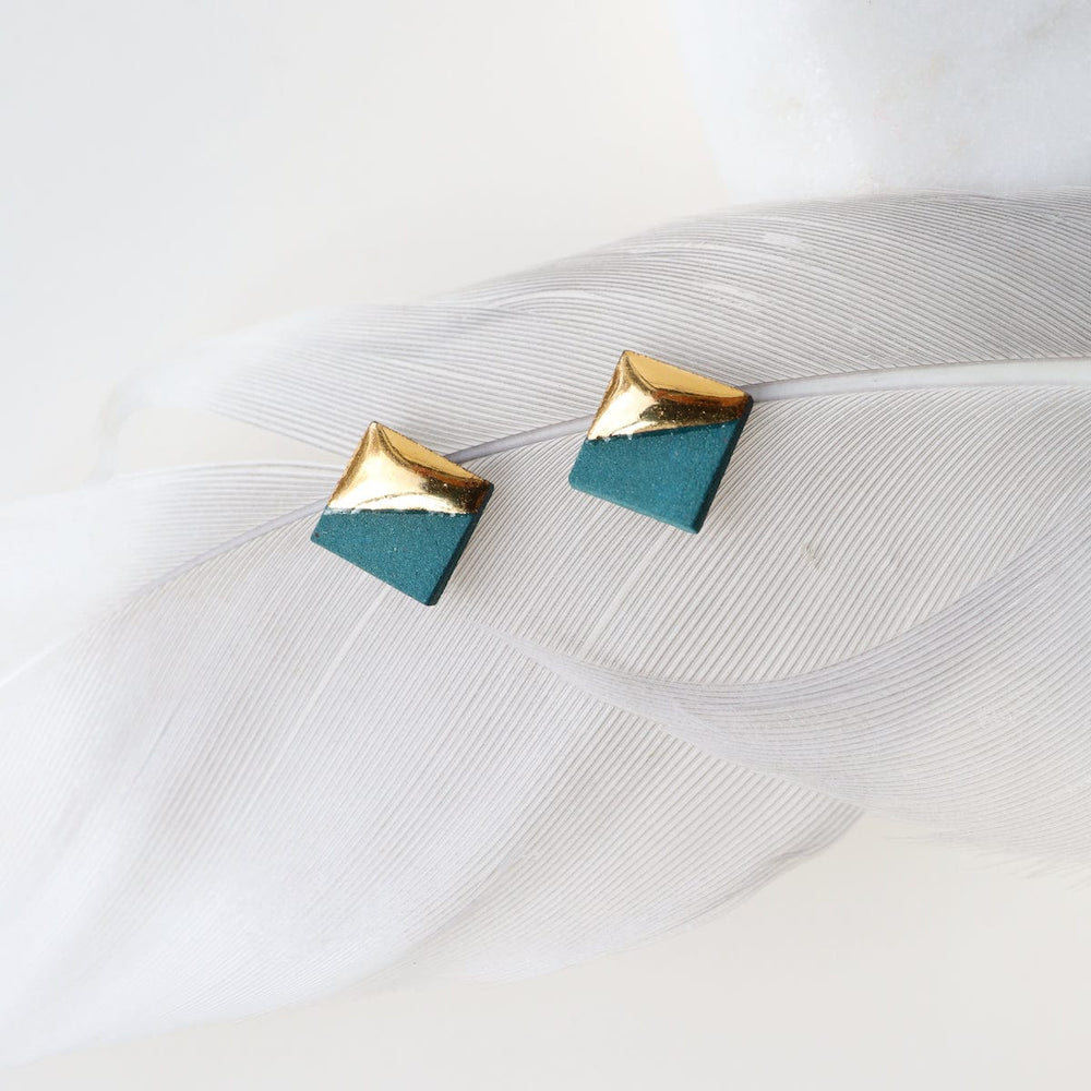 
                  
                    EAR-GF Teal Gold Dipped Square Stud Earring
                  
                