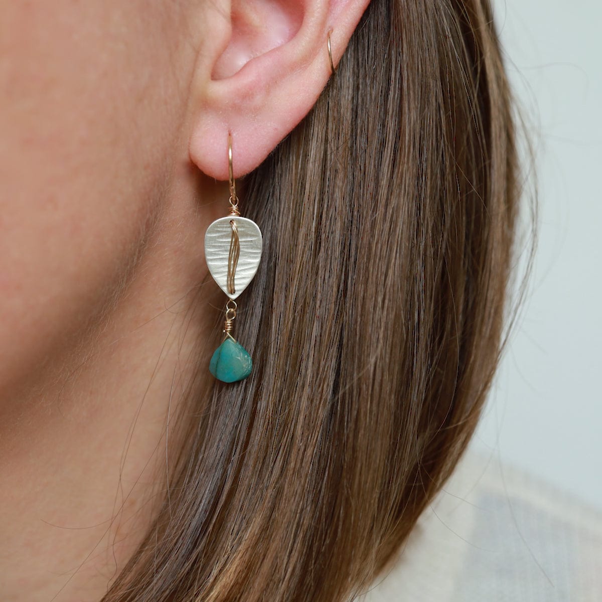 EAR-GF Teardrop Shield with Chrysocolla Drop Earrings