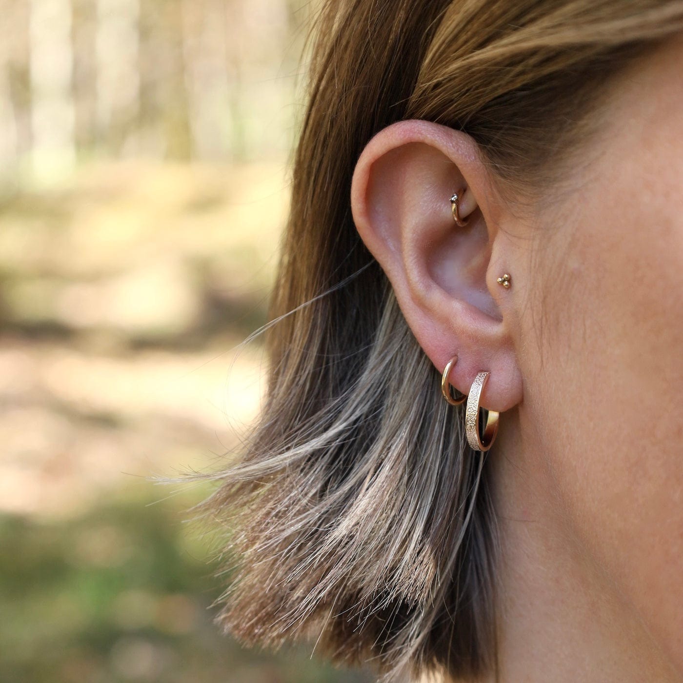 EAR-GF Textured Gold Hoop Earings