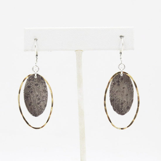 Load image into Gallery viewer, EAR-GF TEXTURED STERLING OVAL DROP EARRING
