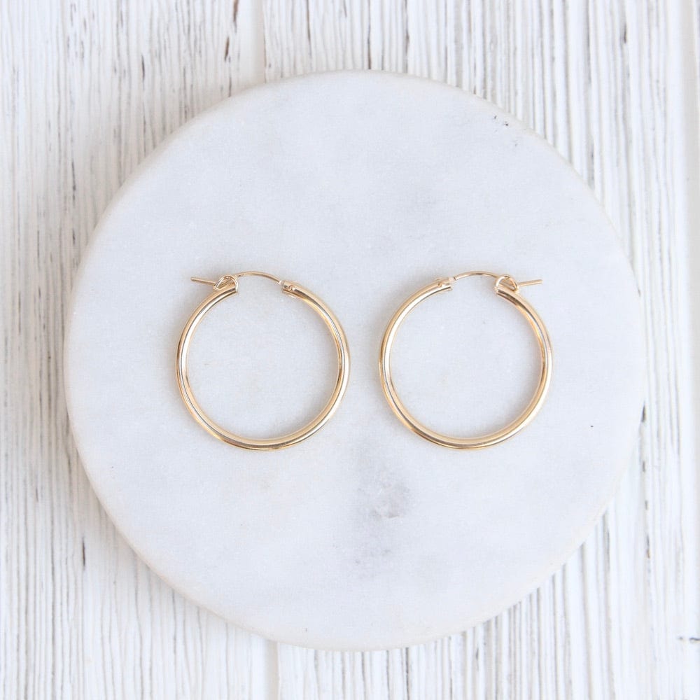 EAR-GF Thick 30mm Gold Filled Tube Hoop