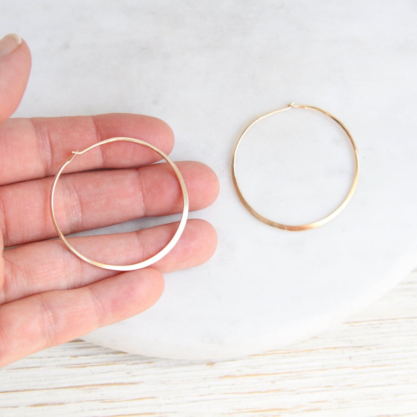Load image into Gallery viewer, EAR-GF Thin 40mm Gold Filled Flat Wire Hoop
