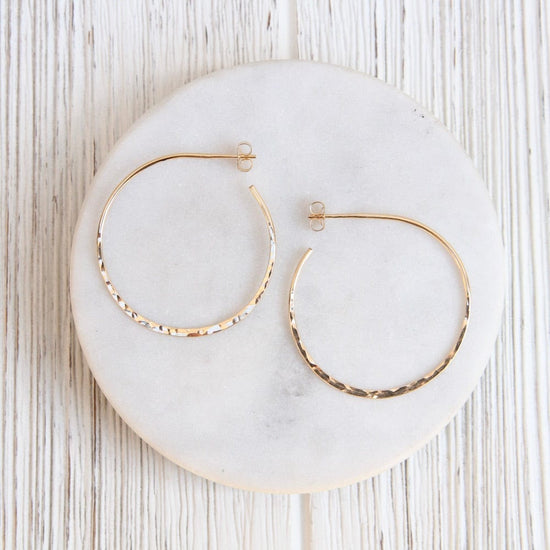 EAR-GF Thin 40mm Gold Filled Hammered Hoop