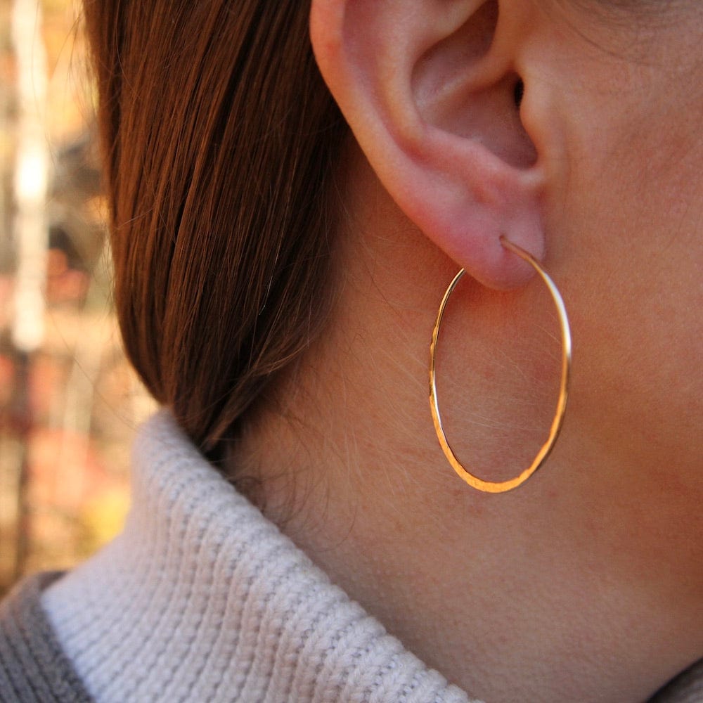 EAR-GF Thin 40mm Gold Filled Hammered Hoop