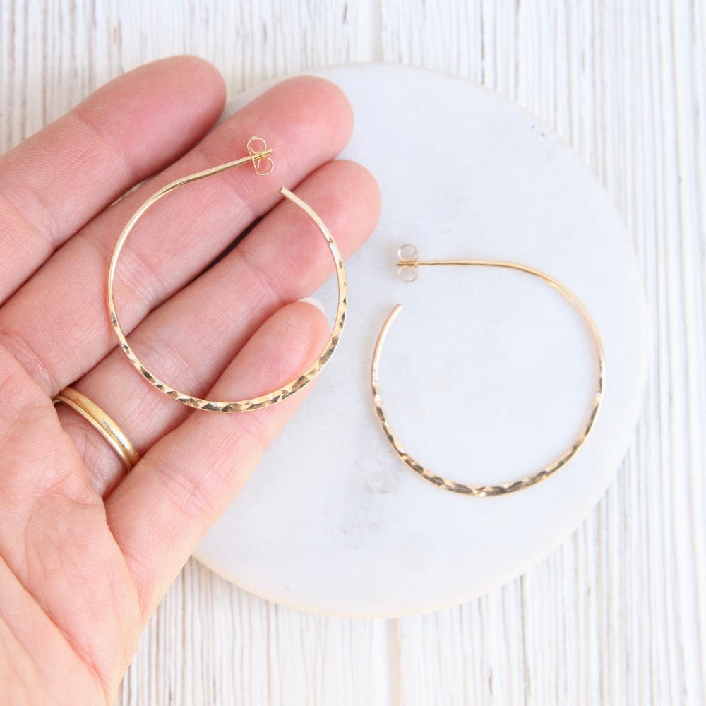 EAR-GF Thin 40mm Gold Filled Hammered Hoop