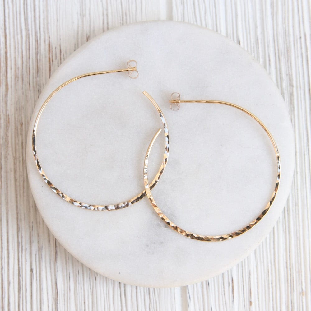 EAR-GF Thin 50mm Gold Filled Hammered Hoop