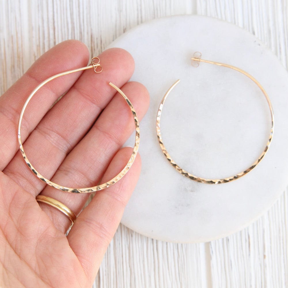 
                  
                    EAR-GF Thin 50mm Gold Filled Hammered Hoop
                  
                