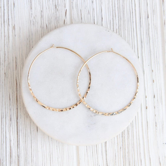 EAR-GF Thin 50mm Gold Filled Hammered Hoop