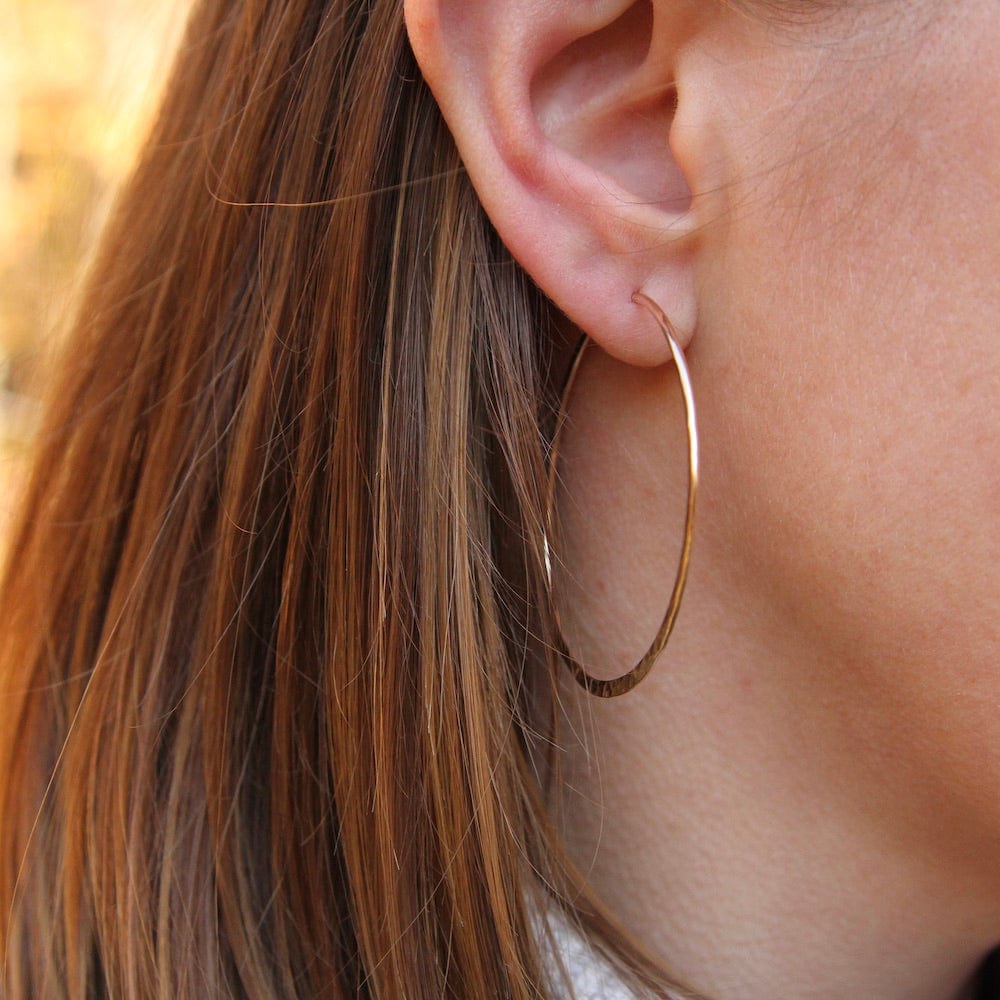 EAR-GF Thin 50mm Gold Filled Hammered Hoop