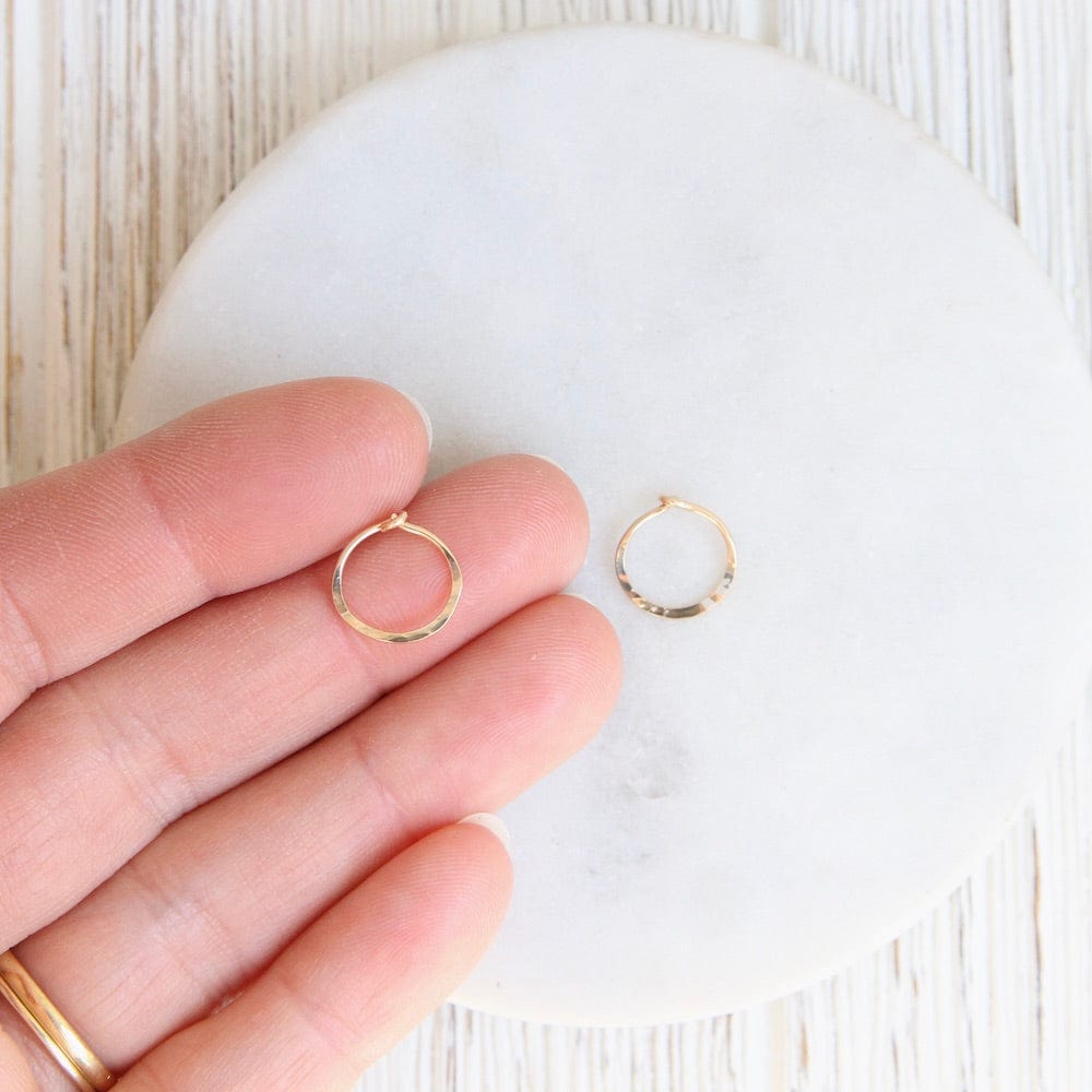 EAR-GF Tiny 12mm Hammered Gold Filled Hoop