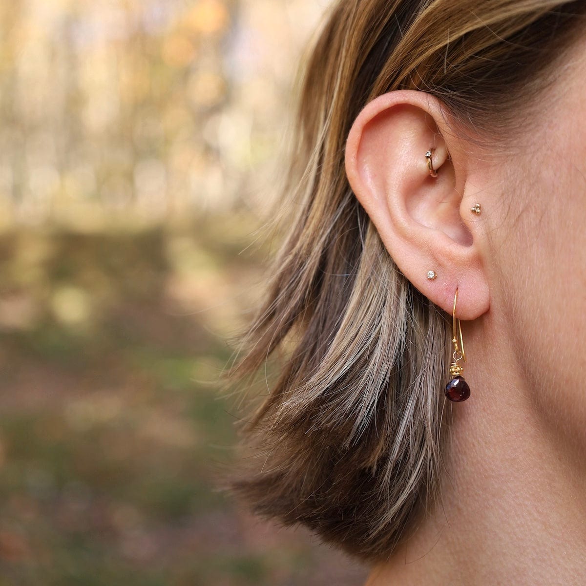 ear-gf Tiny Gold Rhodolite Garnet Brio Earrings