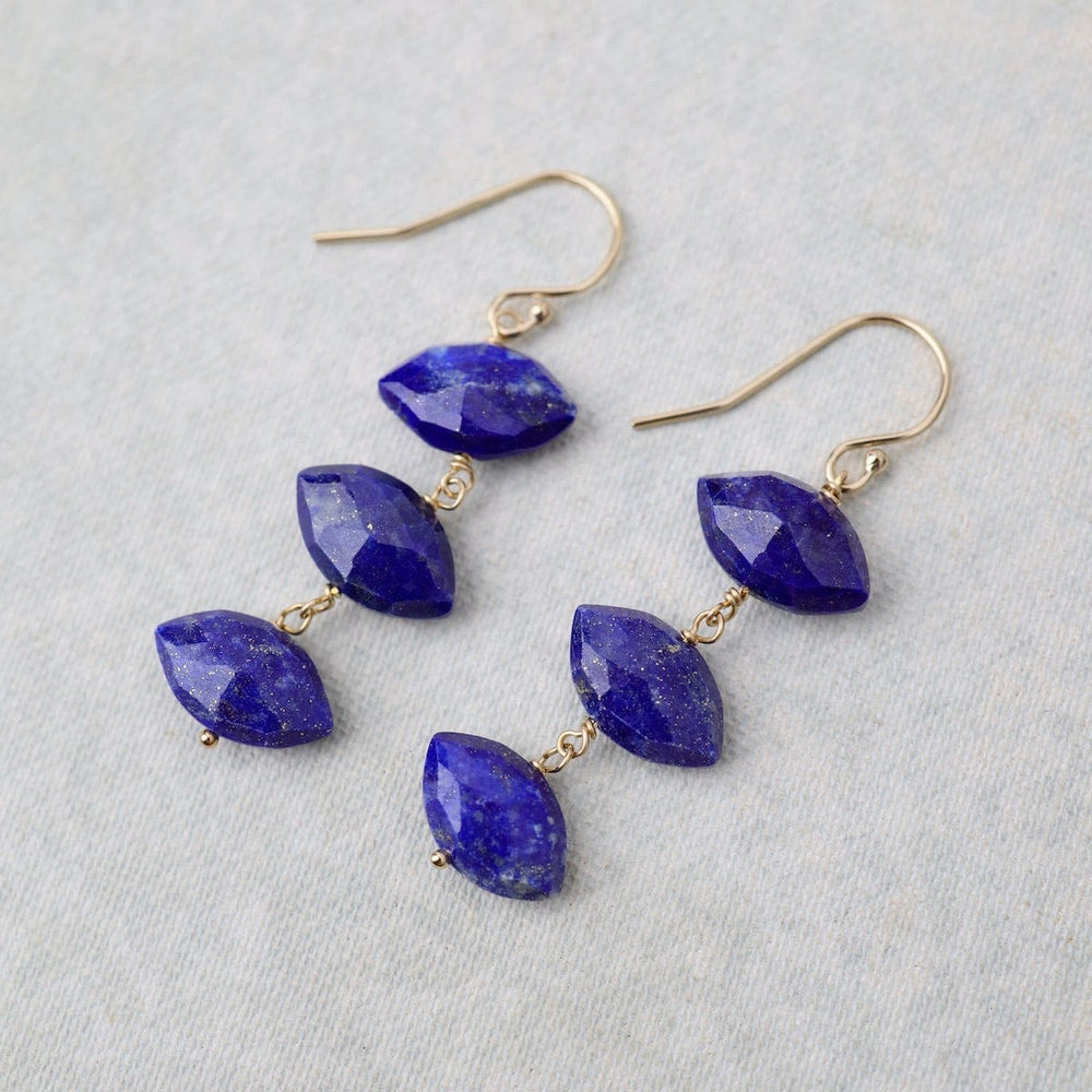 
                      
                        EAR-GF Triple Drop Elongated Faceted Lapis Stone Earrings
                      
                    