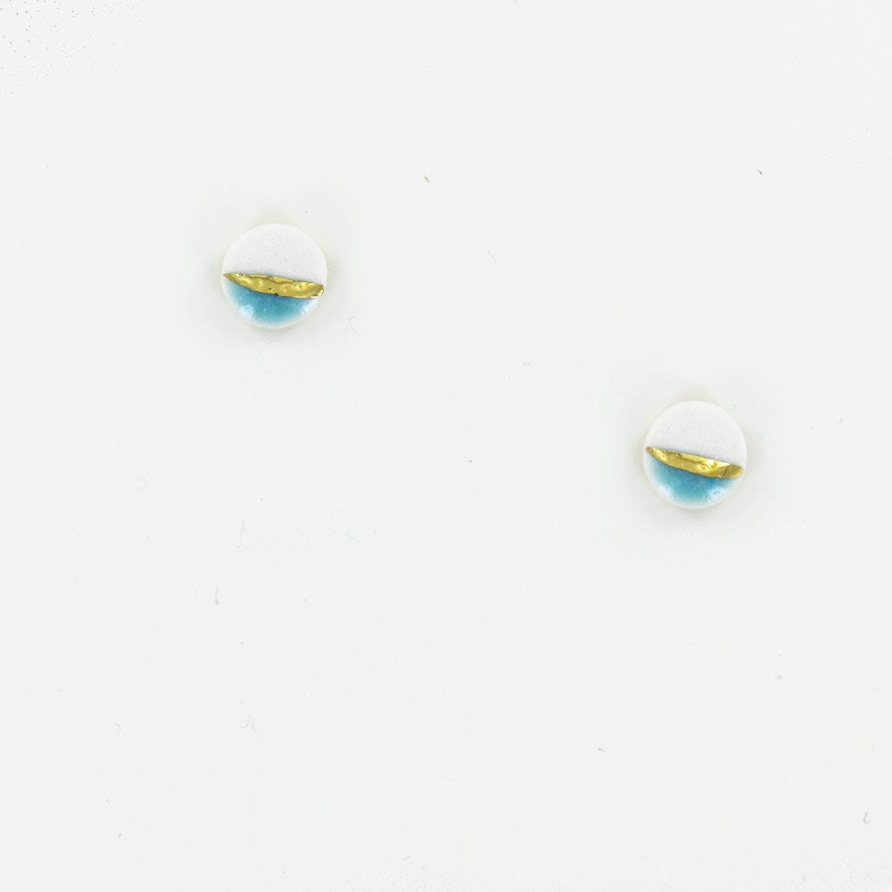 EAR-GF TURQUOISE LARGE GOLD STRIPED CIRCLE STUDS