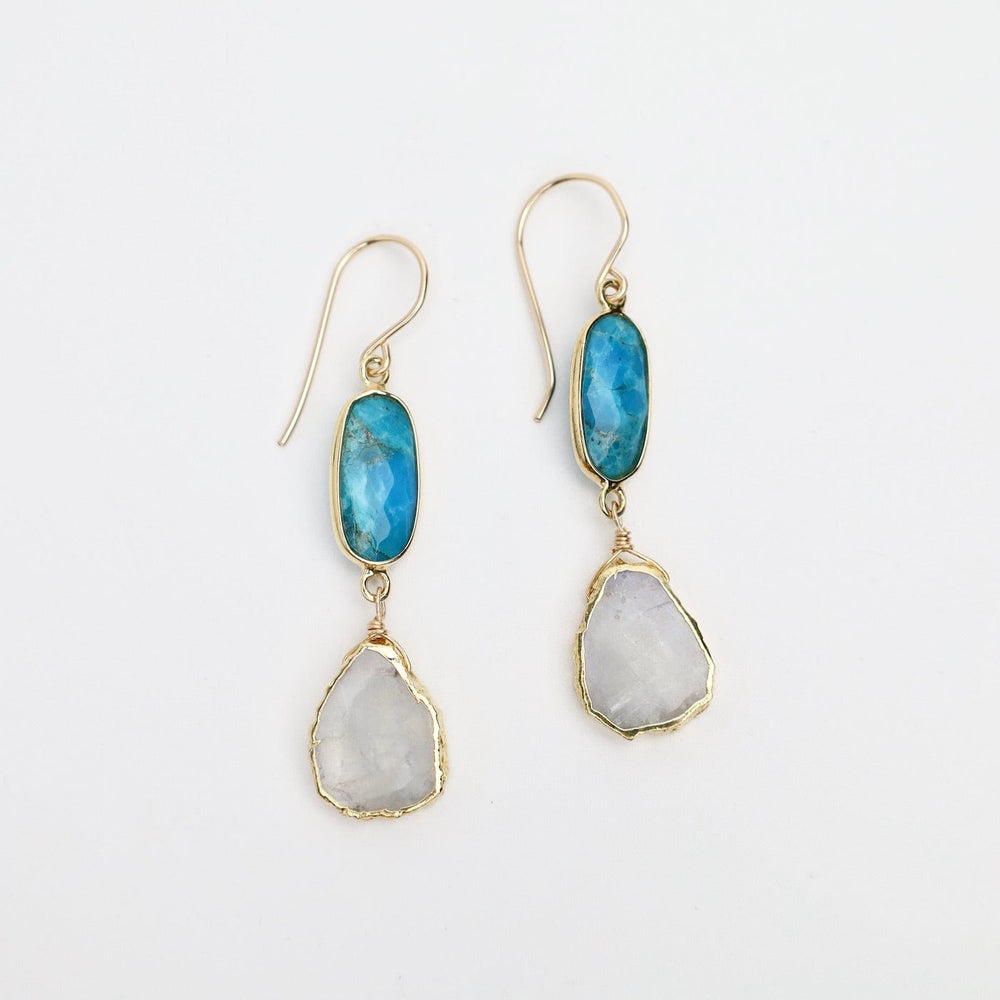 EAR-GF Turquoise & Moonstone Slice Earrings