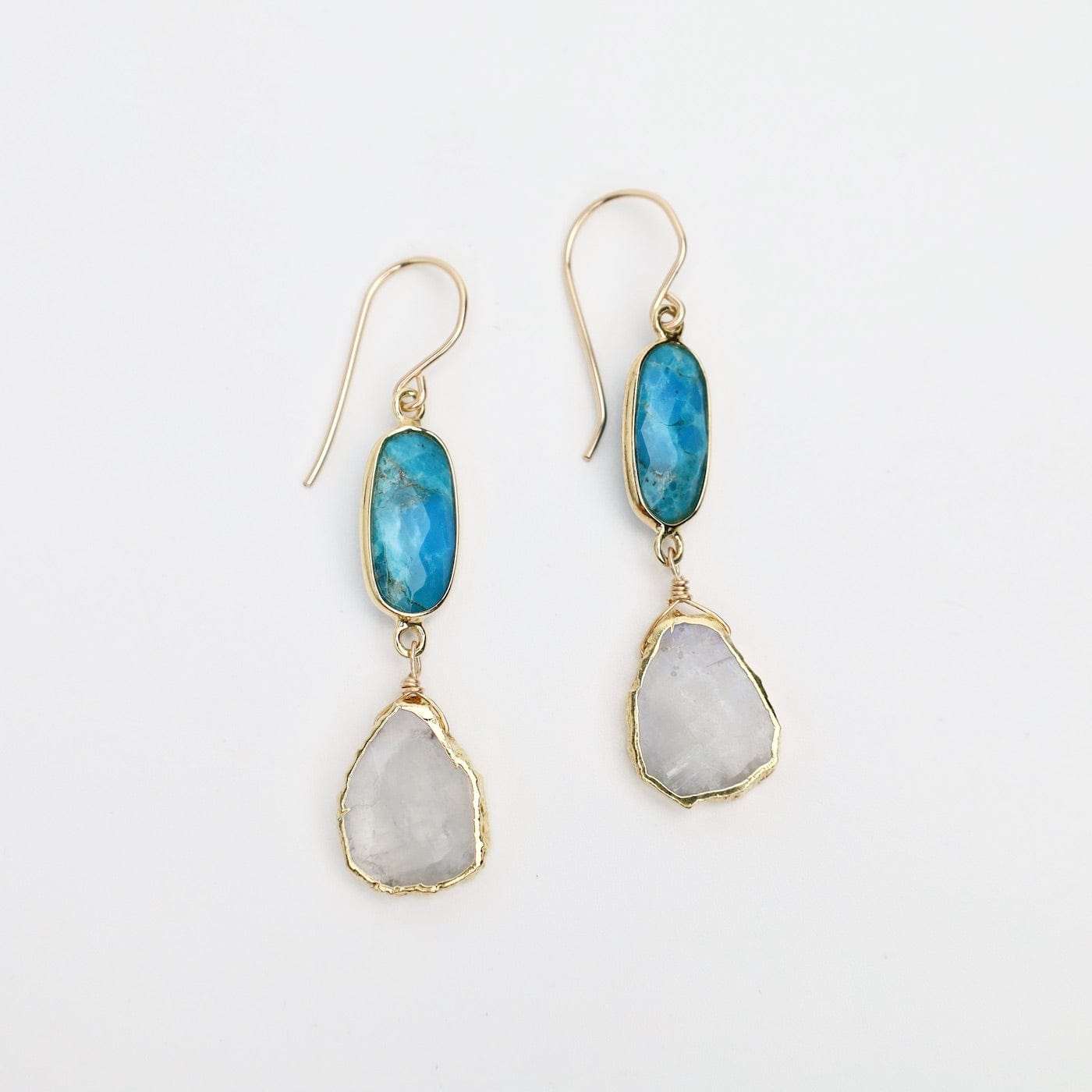 EAR-GF Turquoise & Moonstone Slice Earrings