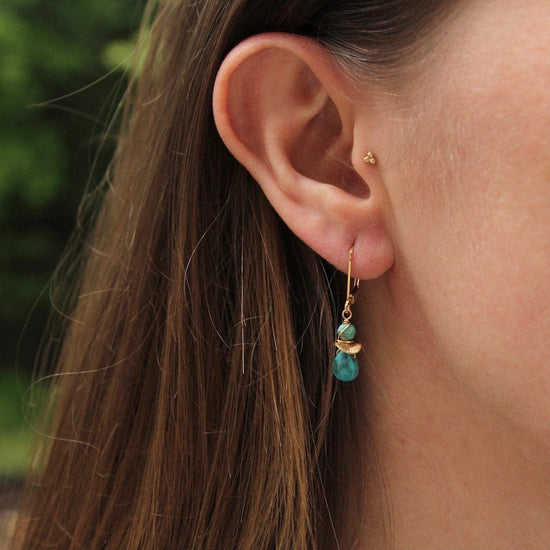EAR-GF Turquoise with Stacked Chip Earring