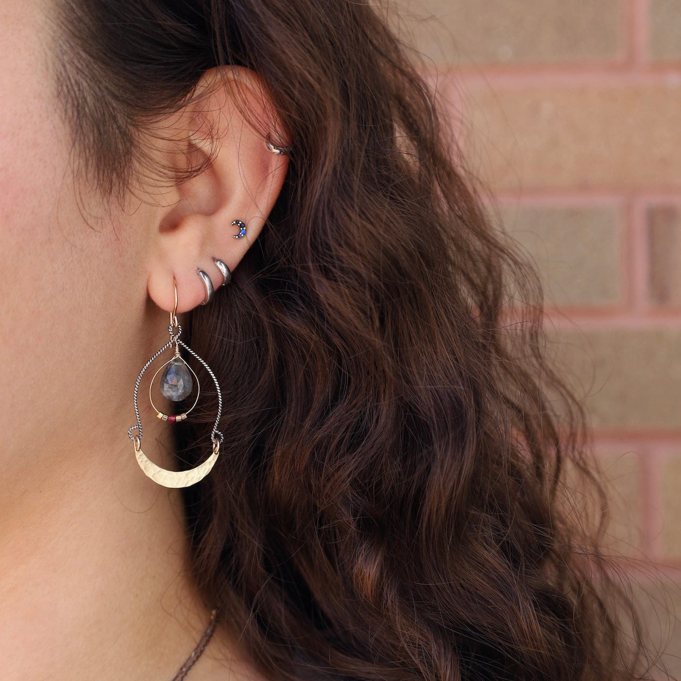 EAR-GF Two Tone Moss Aqua Swing  Earrings