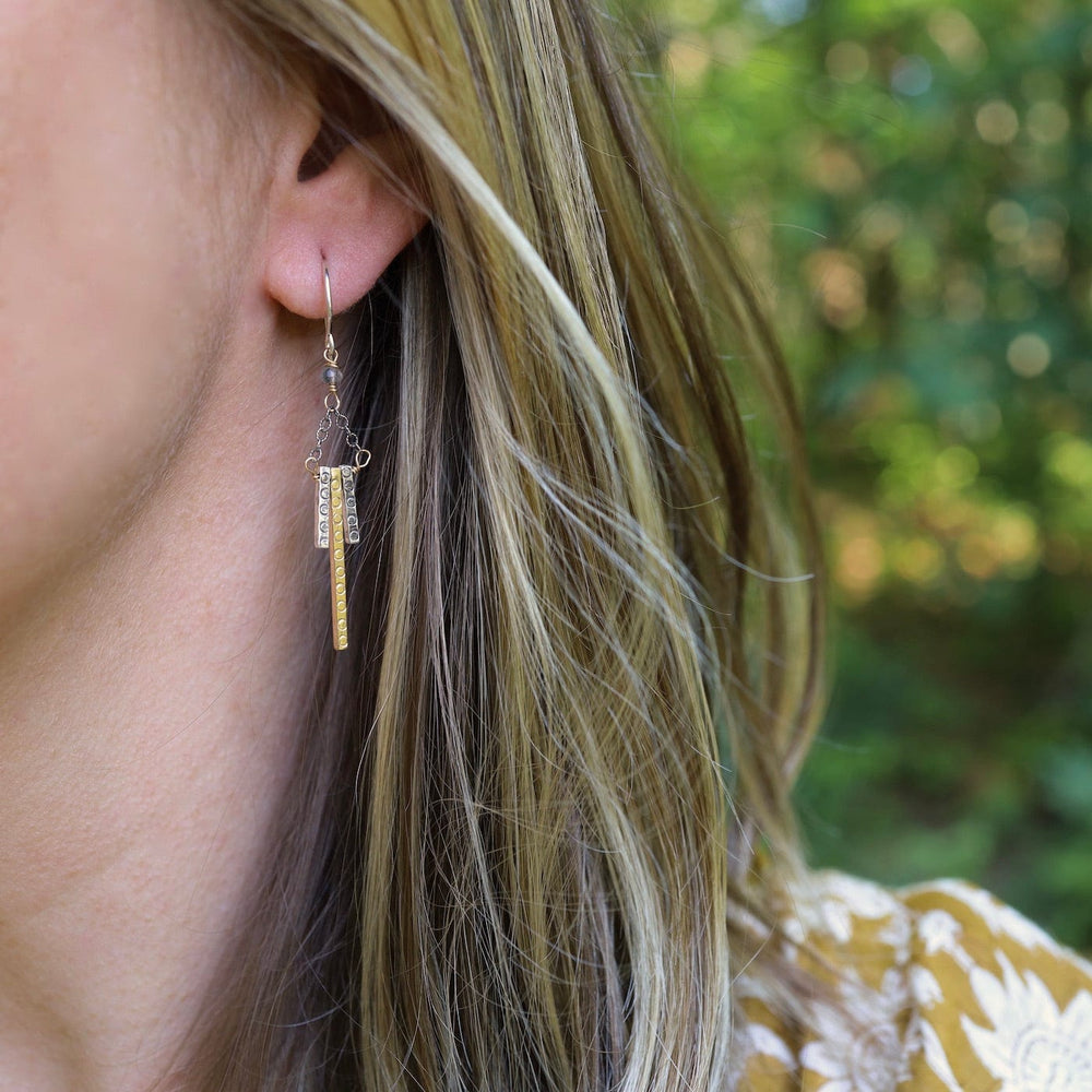 EAR-GF Two Tone Triple Bar Earrings