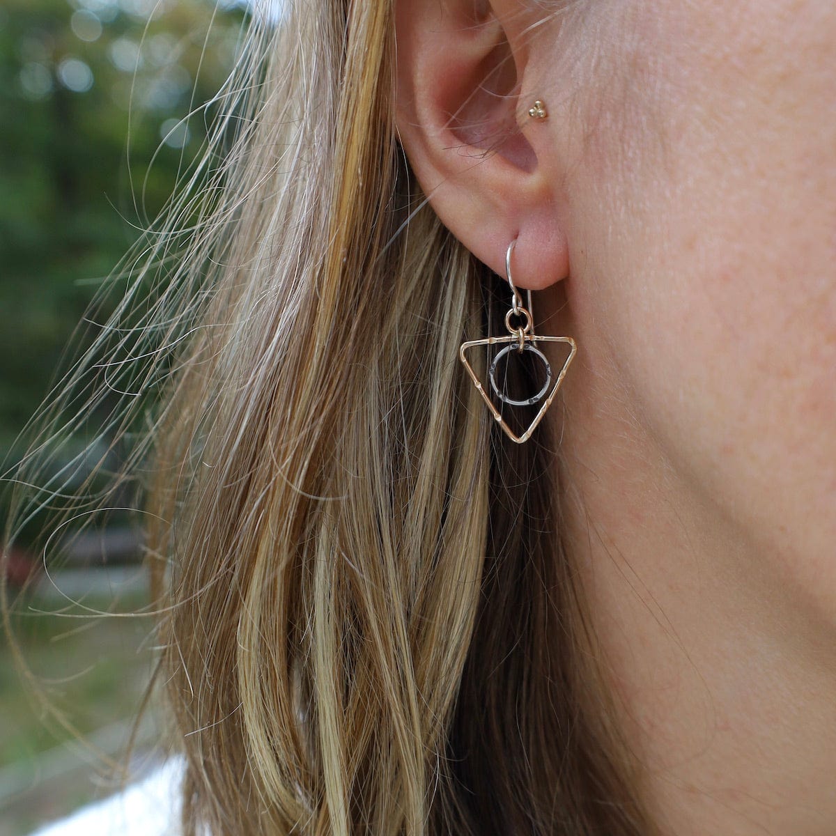 EAR-GF TwoTone Triangle and Circle Earring