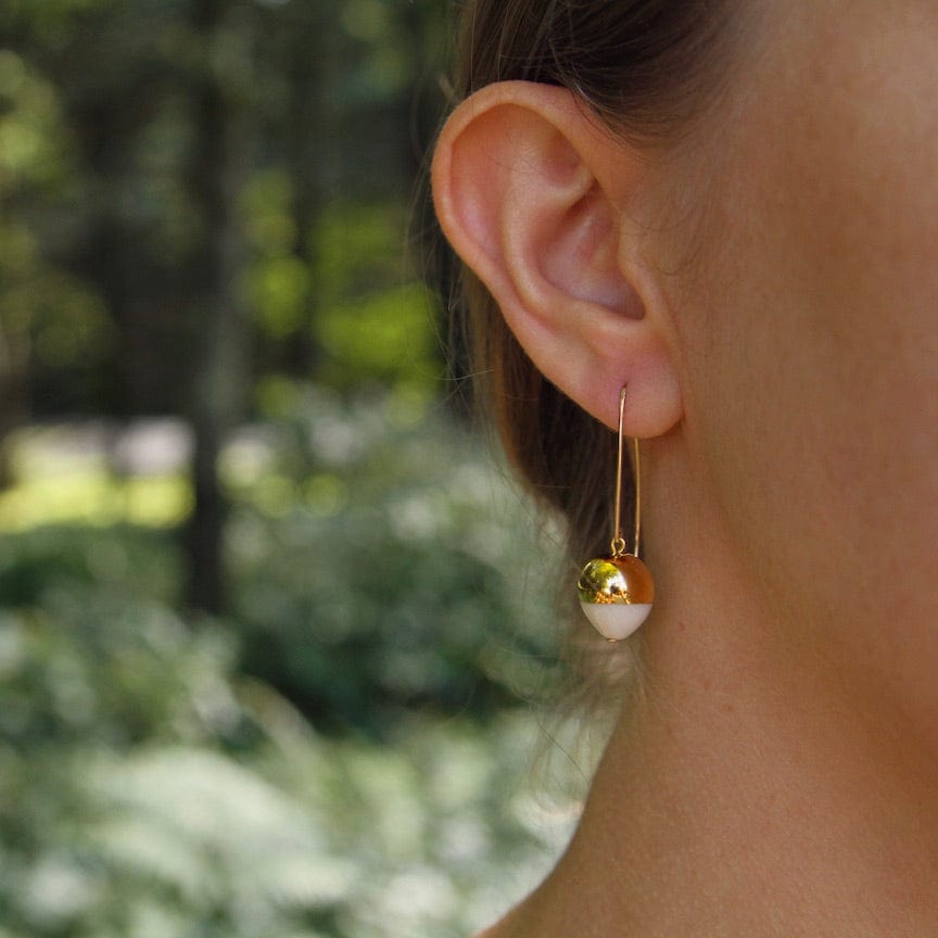 EAR-GF White Gold Dipped Acorn Earring