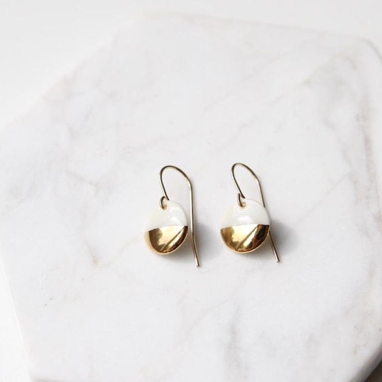 EAR-GF White Gold Dipped Circle Drop Earrings