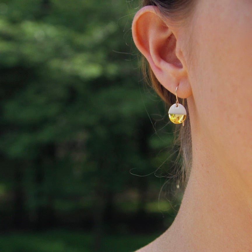 EAR-GF White Gold Dipped Circle Drop Earrings
